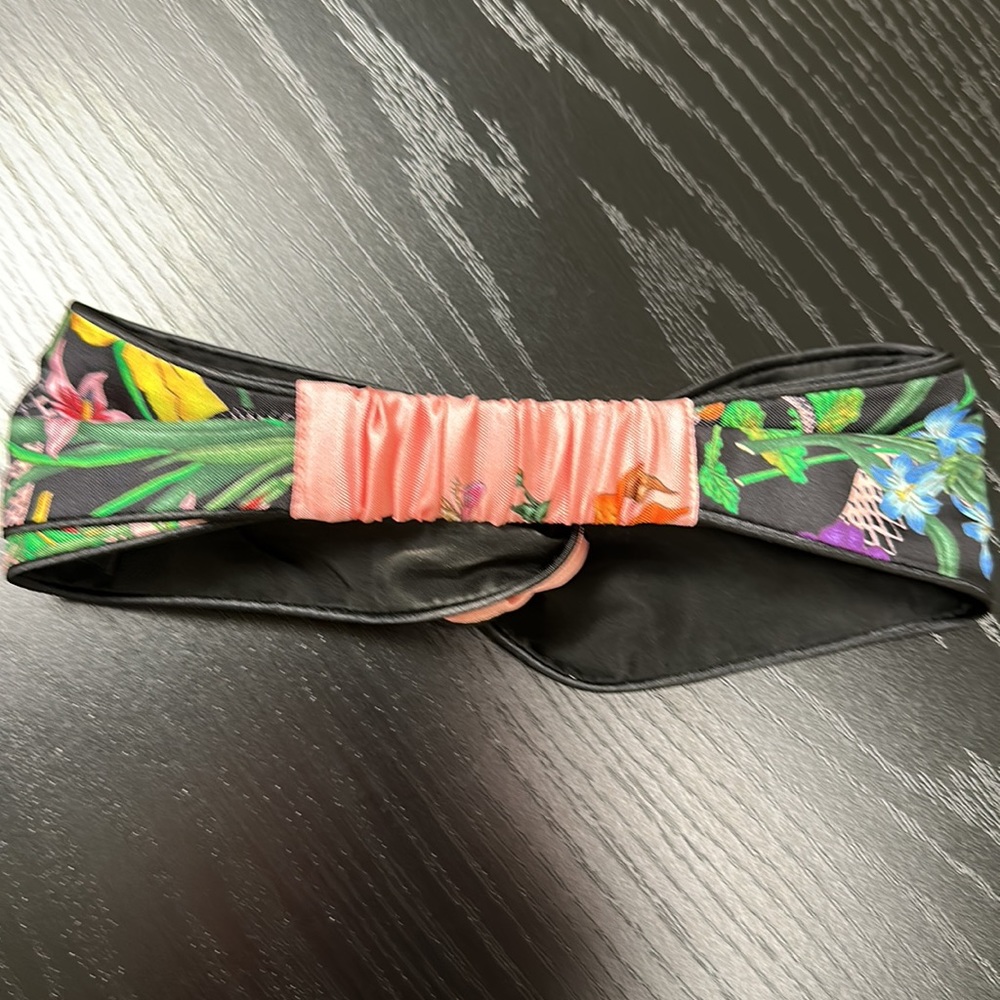 Gucci Floral Silk Twilly Scarf in Black, Orange, Purple, Pink - Picture 5 of 12